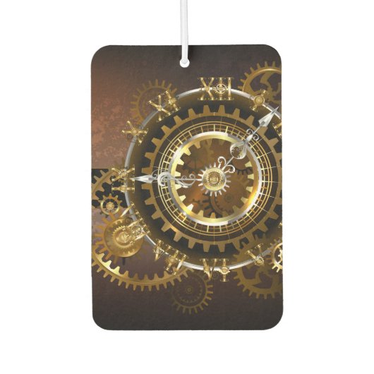 スチームパンク時計とアンティークギア カーエアーフレッシュナー (正面)