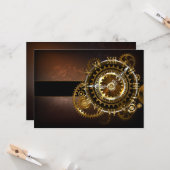 スチームパンク時計とアンティークギア カード (正面/裏面インサイチュ)