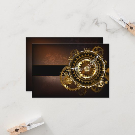 スチームパンク時計とアンティークギア カード (正面/裏面インサイチュ)