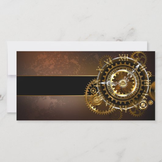 スチームパンク時計とアンティークギア カード (正面)