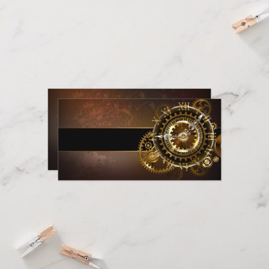 スチームパンク時計とアンティークギア カード (正面/裏面インサイチュ)