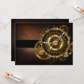 スチームパンク時計とアンティークギア カード (正面/裏面インサイチュ)