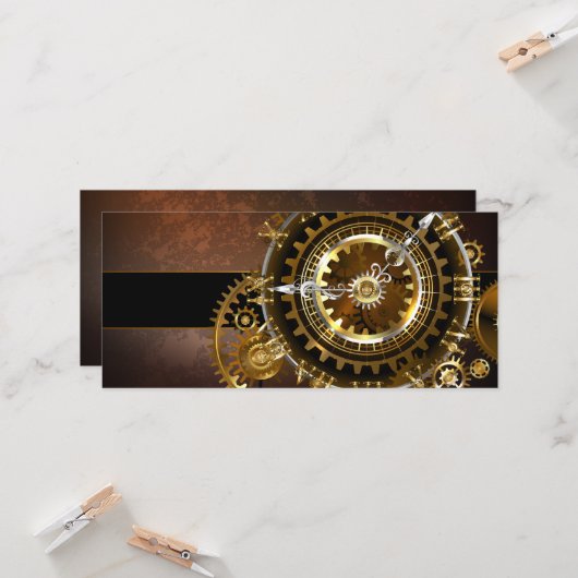 スチームパンク時計とアンティークギア カード (正面/裏面インサイチュ)