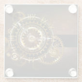 スチームパンク時計とアンティークギア ガラスコースター (裏面)