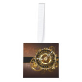 スチームパンク時計とアンティークギア キューブオーナメント (正面)