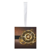 スチームパンク時計とアンティークギア キューブオーナメント (右)