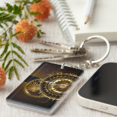 スチームパンク時計とアンティークギア キーホルダー (正面右)