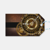 スチームパンク時計とアンティークギア ギフトタグ (正面(横))