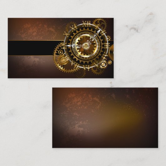 スチームパンク時計とアンティークギア コーリングカード (正面/裏面)