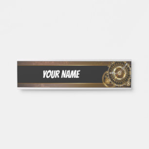 スチームパンク時計とアンティークギア サインプレート