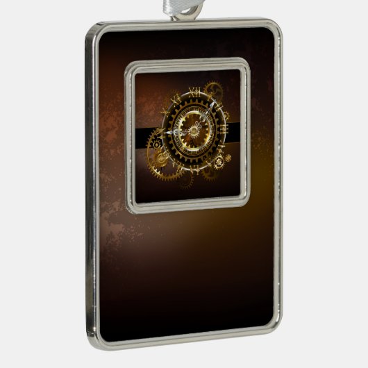 スチームパンク時計とアンティークギア シルバープレートフレームオーナメント (右)