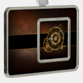 スチームパンク時計とアンティークギア シルバープレートフレームオーナメント (右)