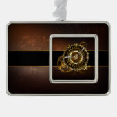 スチームパンク時計とアンティークギア シルバープレートフレームオーナメント (正面)