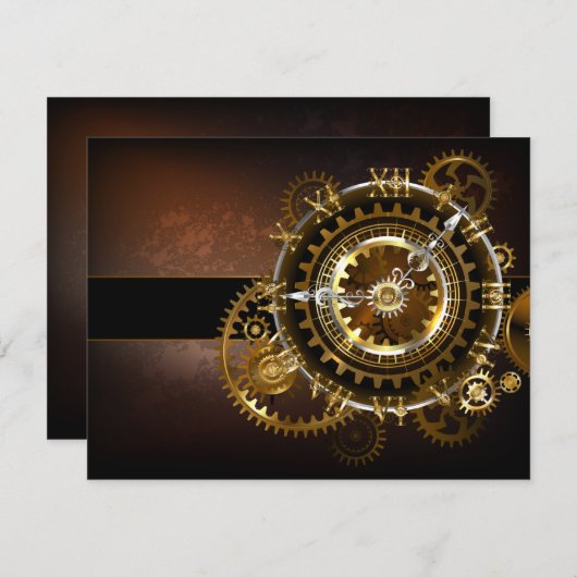 スチームパンク時計とアンティークギア シーズンカード (正面/裏面)