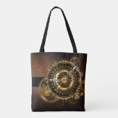 スチームパンク時計とアンティークギア トートバッグ (裏面)