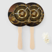 スチームパンク時計とアンティークギア ハンドファン (正面&裏面)