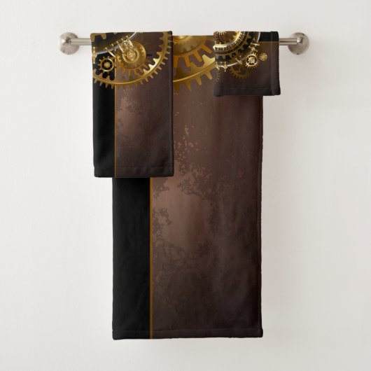 スチームパンク時計とアンティークギア バスタオルセット (インサイチュ)