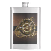 スチームパンク時計とアンティークギア フラスク (正面)