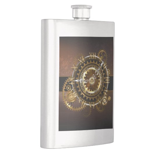 スチームパンク時計とアンティークギア フラスク (右)
