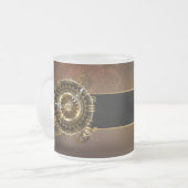 スチームパンク時計とアンティークギア フロストグラスマグカップ (正面左)