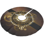 スチームパンク時計とアンティークギア ブラッシュドポリエステルツリースカート (アングル)