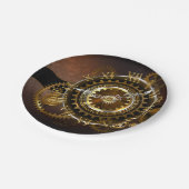 スチームパンク時計とアンティークギア ペーパープレート (アングル)