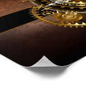 スチームパンク時計とアンティークギア ポスター (角)