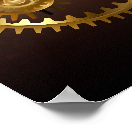 スチームパンク時計とアンティークギア ポスター (角)