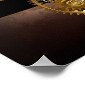 スチームパンク時計とアンティークギア ポスター (角)