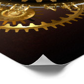 スチームパンク時計とアンティークギア ポスター (角)