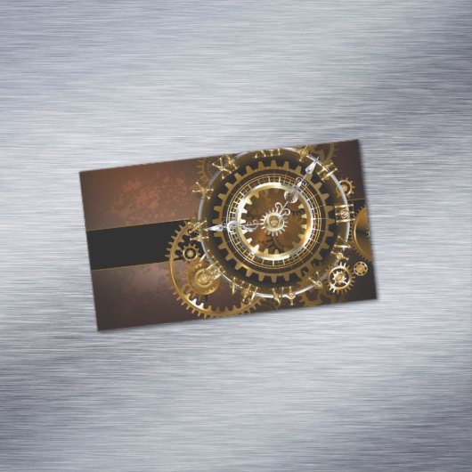 スチームパンク時計とアンティークギア マグネット名刺 (インサイチュ)