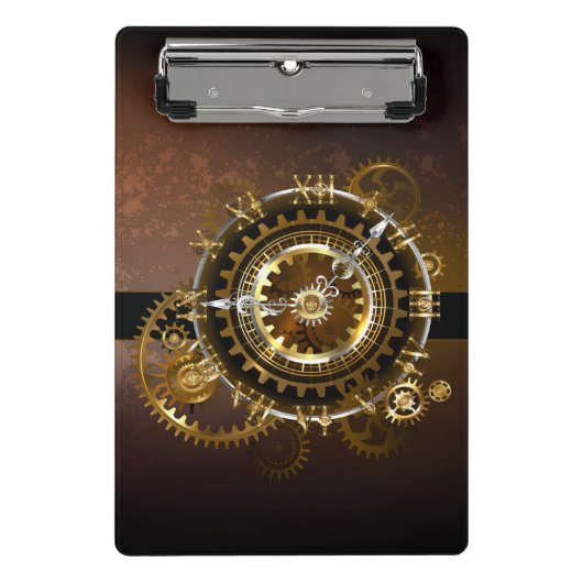 スチームパンク時計とアンティークギア ミニクリップボード (正面)