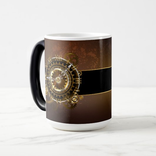 スチームパンク時計とアンティークギア モーフィングマグカップ (正面左)