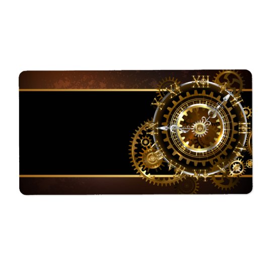 スチームパンク時計とアンティークギア ラベル (正面)