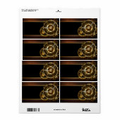 スチームパンク時計とアンティークギア ラベル (フルシート)