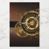 スチームパンク時計とアンティークギア ワインラベル (シングルラベル)