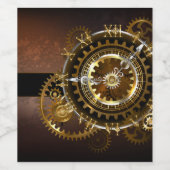 スチームパンク時計とアンティークギア ワインラベル (シングルラベル)