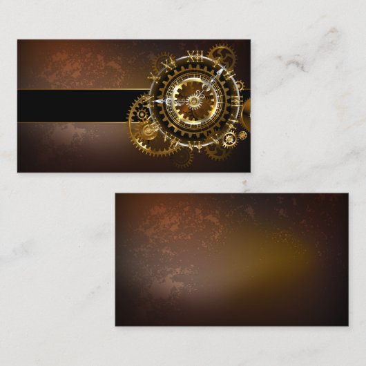 スチームパンク時計とアンティークギア 割引カード (正面/裏面)