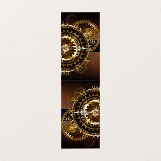 スチームパンク時計とアンティークギア 名刺 (外部フラット)