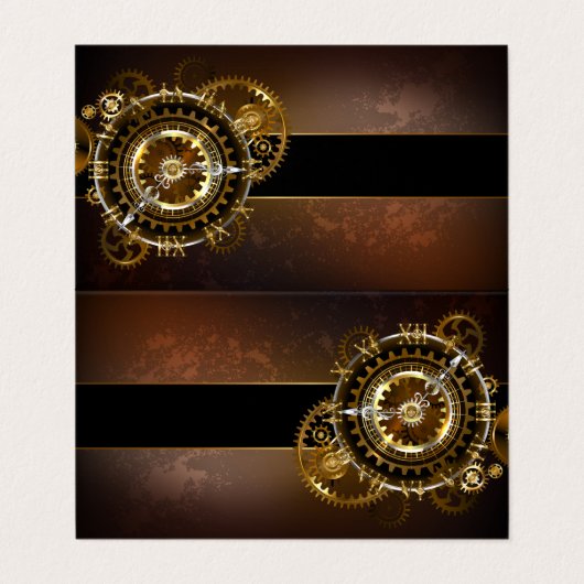 スチームパンク時計とアンティークギア 名刺 (外部フラット)