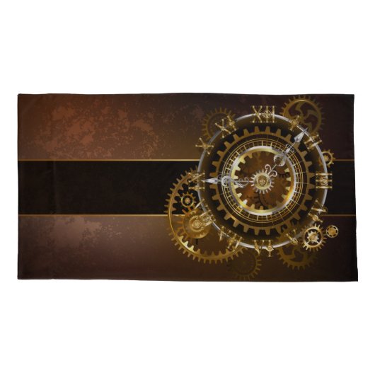 スチームパンク時計とアンティークギア 枕カバー (裏面)