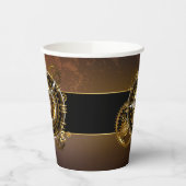 スチームパンク時計とアンティークギア 紙コップ (左)