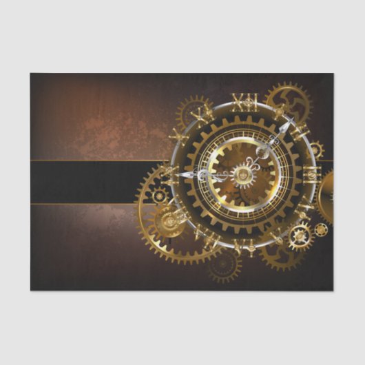 スチームパンク時計とアンティークギア 薄葉紙 (正面)