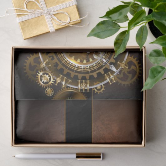 スチームパンク時計とアンティークギア 薄葉紙 (ギフト)