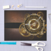 スチームパンク時計とアンティークギア 薄葉紙 (クラフト)