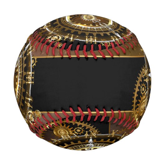 スチームパンク時計とアンティークギア 野球ボール (正面)