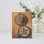 スチームパンク時計を自転車に乗せてビクトリアン行く時間 ポストカード (スタンド正面)