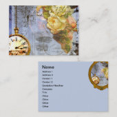 スチームパンク時計イエローローズビジネスカード 名刺 (正面/裏面)