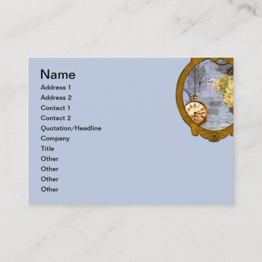 スチームパンク時計イエローローズビジネスカード 名刺 (裏面)