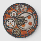 スチームパンク時計ギアエンジンのコグスのまわりにクロック ラージ壁時計 (正面)